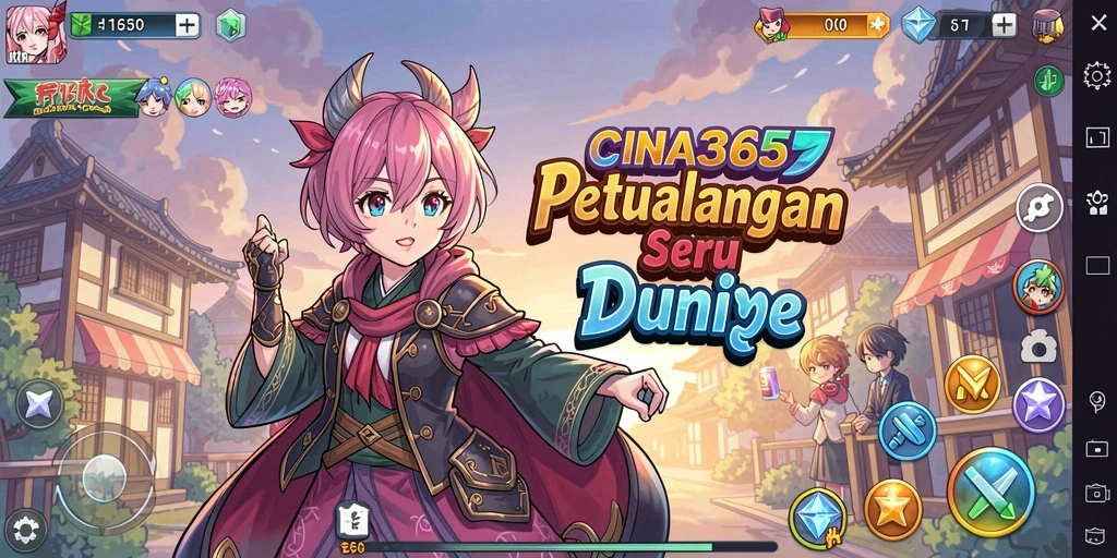 Screenshot gameplay CINA365 yang menunjukkan karakter anime dalam pertempuran.