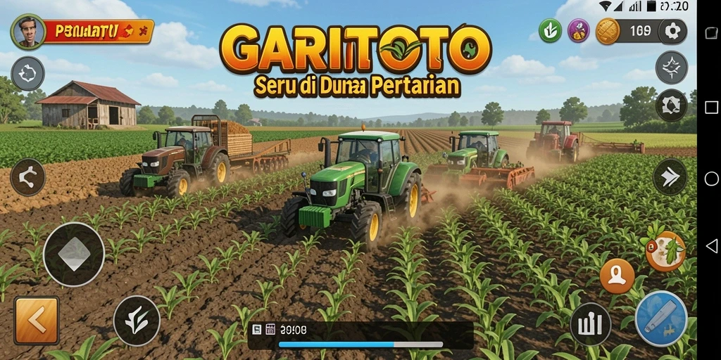 Screenshot GARITOTO menampilkan pemandangan indah pertanian dengan tanaman berwarna-warni.