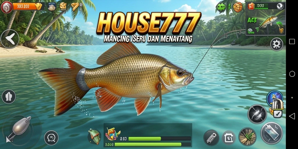 Screenshot gameplay HOUSE777 yang menampilkan keseruan mancing ikan.