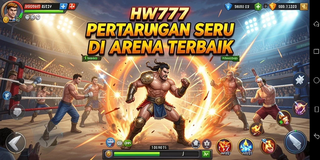 Tampilan gameplay HW777 yang menampilkan aksi pertarungan seru.