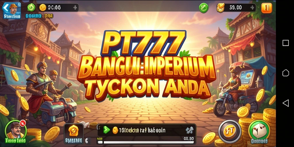 Tampilan utama gameplay PT777 yang menunjukkan aksi bisnis yang dinamis.
