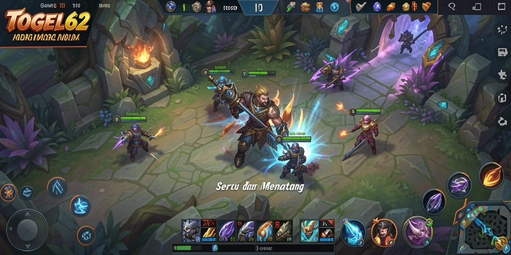 Tangkapan layar menunjukkan aksi seru dalam gameplay MOBA TOGEL62.