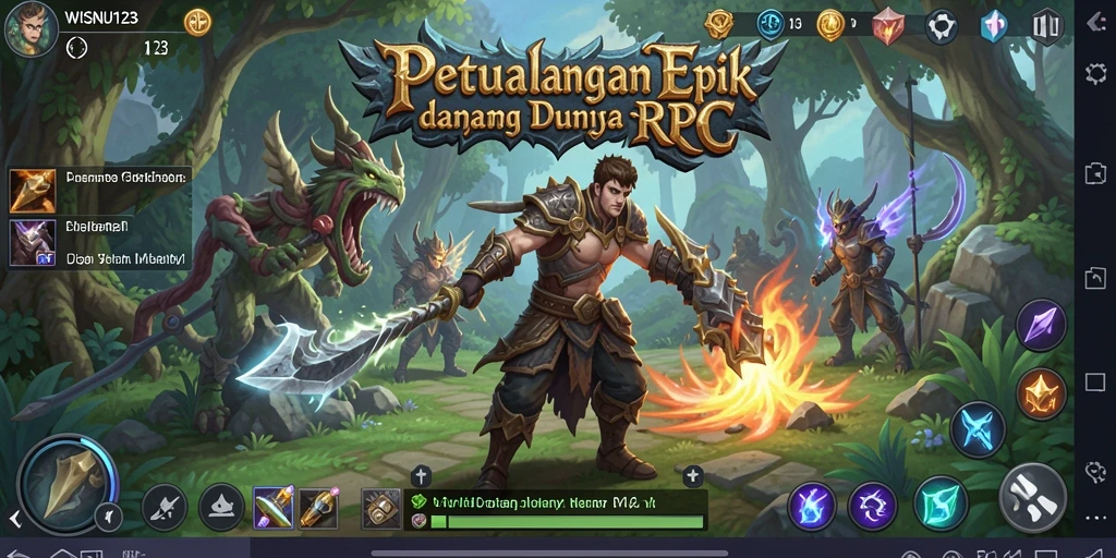 Tangkapan layar gameplay WISNU123 yang menunjukkan aksi pertempuran seru.